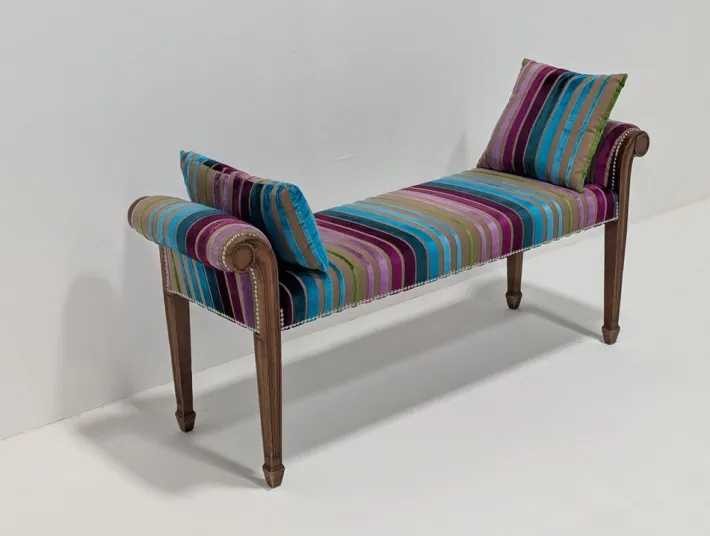 Pamono Mahogany & Velvet Bench Best