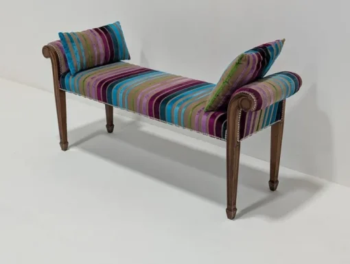 Pamono Mahogany & Velvet Bench Best