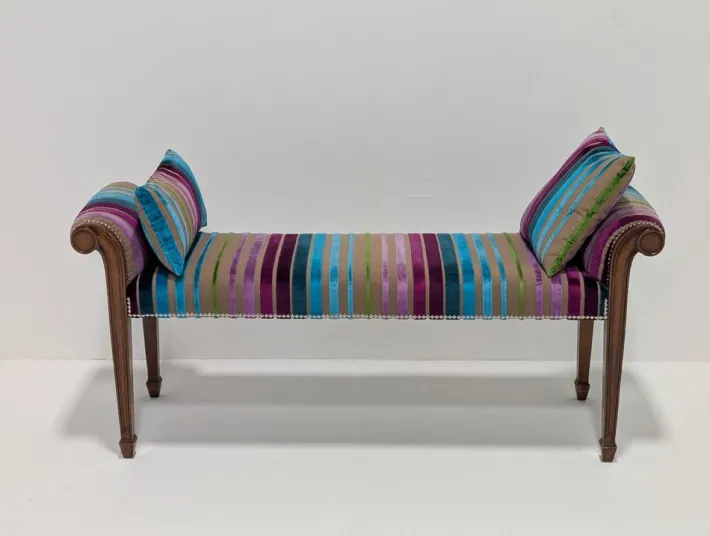 Pamono Mahogany & Velvet Bench Best