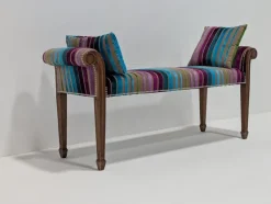 Pamono Mahogany & Velvet Bench Best