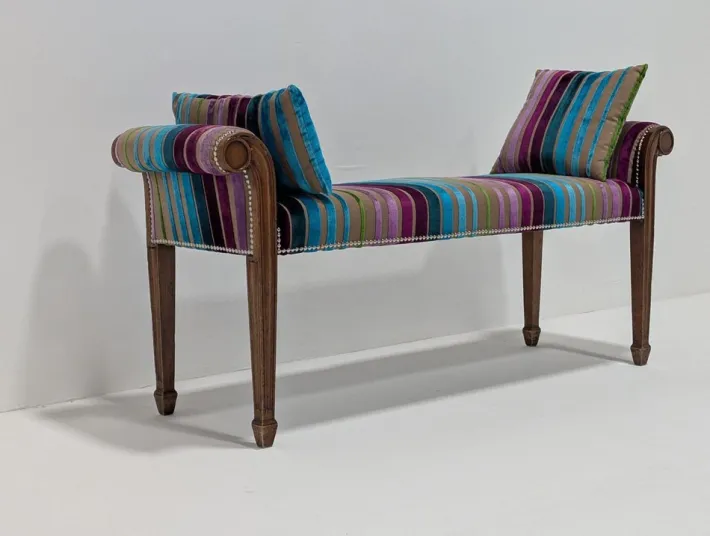 Pamono Mahogany & Velvet Bench Best