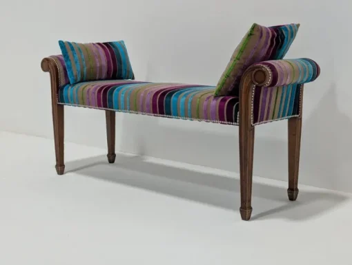 Pamono Mahogany & Velvet Bench Best
