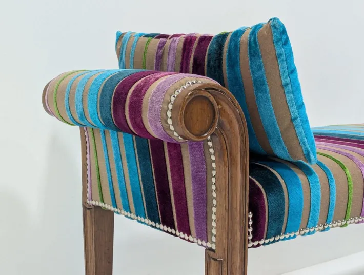 Pamono Mahogany & Velvet Bench Best
