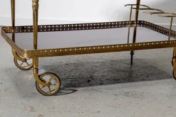 Pamono Mahogany and Brass Serving Trolley, 1950s New