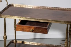 Pamono Mahogany and Brass Serving Trolley, 1950s New