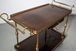 Pamono Mahogany and Brass Serving Trolley, 1950s New