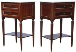 Pamono Mahogany and Marble Bedside Tables, 1925, Set of 2 Discount
