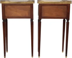 Pamono Mahogany and Marble Bedside Tables, 1925, Set of 2 New