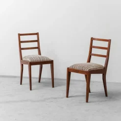 Pamono Mahogany and Velvet Chairs, 1950s, Set of 2 Online