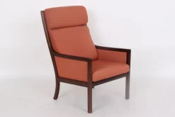 Pamono Mahogany Armchair with High Backrest by Ole Wanscher for Poul Jeppesens Møbelfabrik, Denmark, 1960s Online