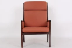Pamono Mahogany Armchair with High Backrest by Ole Wanscher for Poul Jeppesens Møbelfabrik, Denmark, 1960s Online
