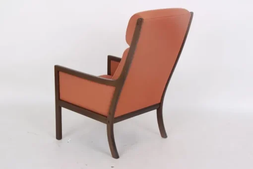 Pamono Mahogany Armchair with High Backrest by Ole Wanscher for Poul Jeppesens Møbelfabrik, Denmark, 1960s Online