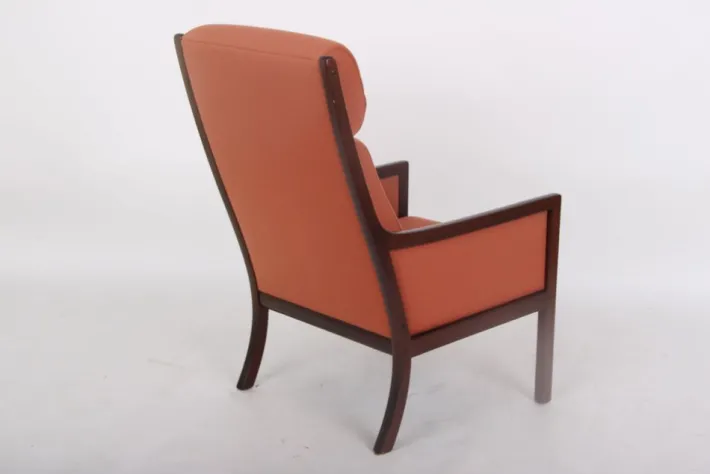 Pamono Mahogany Armchair with High Backrest by Ole Wanscher for Poul Jeppesens Møbelfabrik, Denmark, 1960s Online