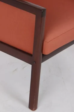 Pamono Mahogany Armchair with High Backrest by Ole Wanscher for Poul Jeppesens Møbelfabrik, Denmark, 1960s Online