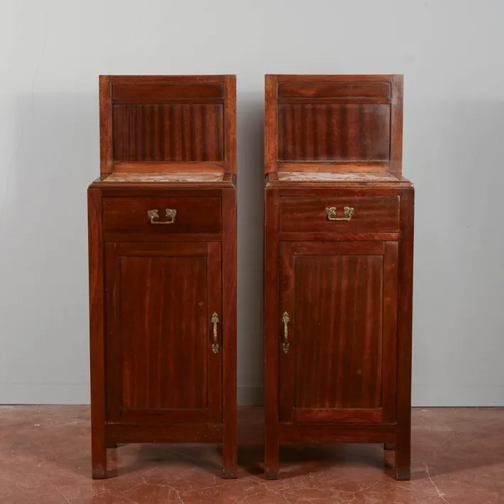 Pamono Mahogany Bedside Tables with Liberty Tops, Set of 2 Discount