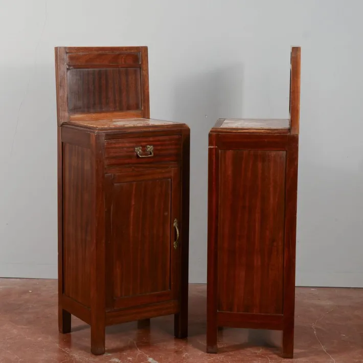 Pamono Mahogany Bedside Tables with Liberty Tops, Set of 2 Discount