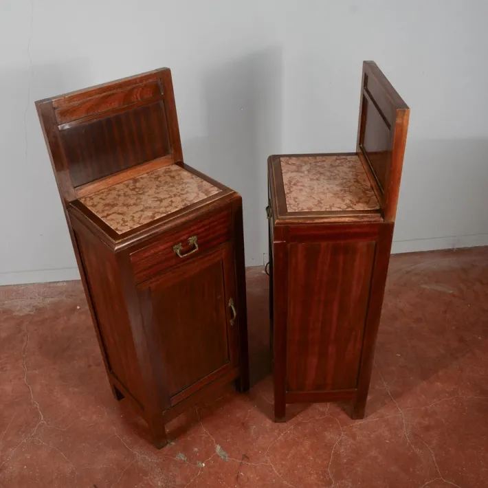 Pamono Mahogany Bedside Tables with Liberty Tops, Set of 2 Discount