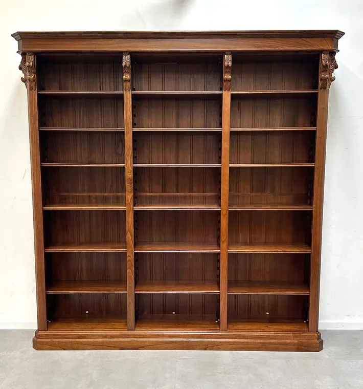 Pamono Mahogany Bookcase with Carved Details