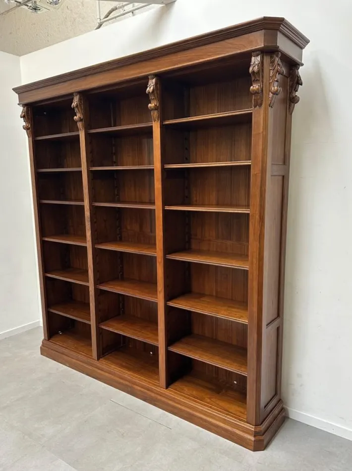 Pamono Mahogany Bookcase with Carved Details