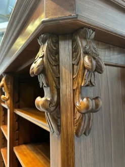 Pamono Mahogany Bookcase with Carved Details