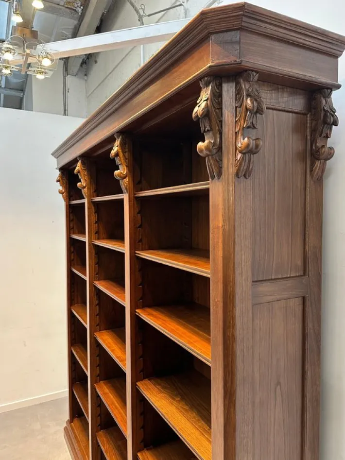 Pamono Mahogany Bookcase with Carved Details
