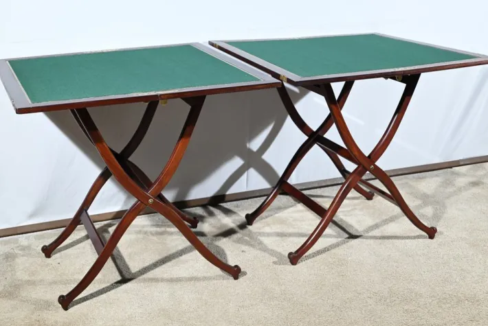 Pamono Mahogany Games Tables by H.J. Linton, 1920, Set of 2 Clearance