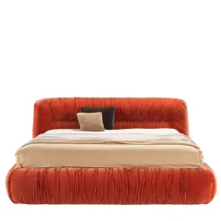 Pamono Mambo Orange Velvet Bed by Lorenza Bozzoli Outlet
