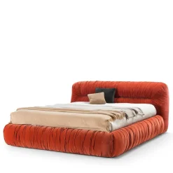 Pamono Mambo Orange Velvet Bed by Lorenza Bozzoli Outlet