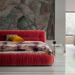 Pamono Mambo Orange Velvet Bed by Lorenza Bozzoli Outlet