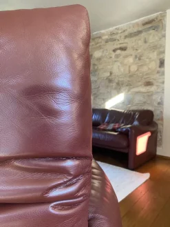 Pamono Maralunga Sofa and Armchairs in Burgundy Leather by Vico Magistretti for Cassina, 2000s, Set of 3 Clearance