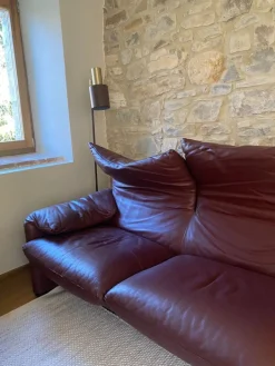 Pamono Maralunga Sofa and Armchairs in Burgundy Leather by Vico Magistretti for Cassina, 2000s, Set of 3 Clearance