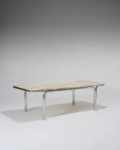 Pamono Marble and Tubular Metal Coffee Table, 1970s Hot