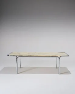 Pamono Marble and Tubular Metal Coffee Table, 1970s Hot