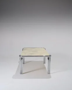 Pamono Marble and Tubular Metal Coffee Table, 1970s Hot