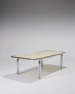 Pamono Marble and Tubular Metal Coffee Table, 1970s Hot