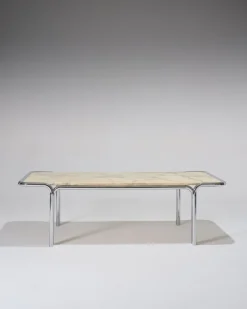 Pamono Marble and Tubular Metal Coffee Table, 1970s Hot