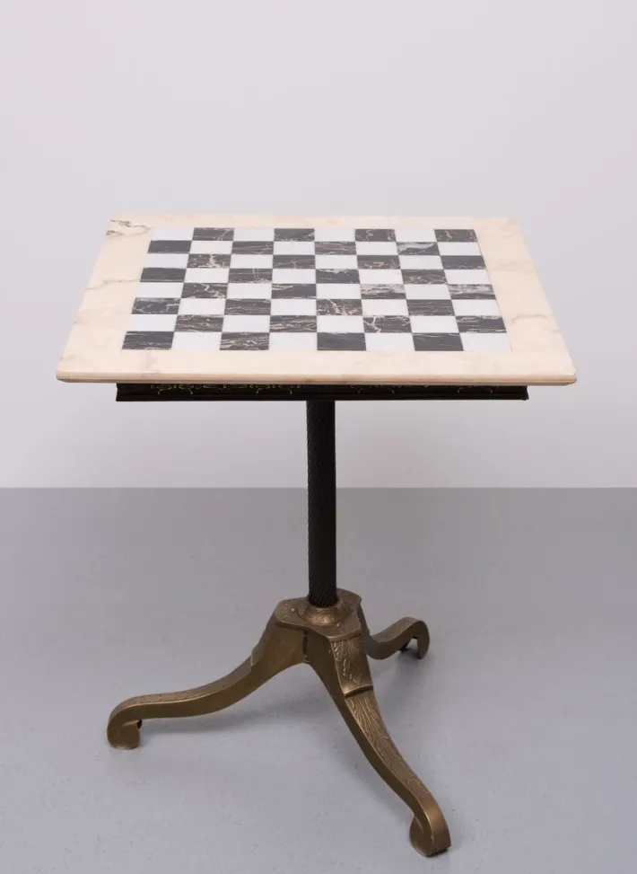 Pamono Marble Chest Board on Brass Stand, 1970s Sale