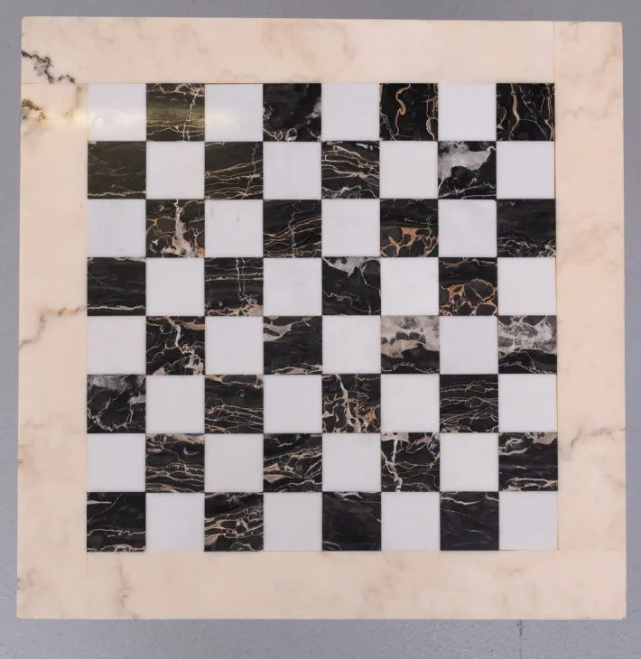 Pamono Marble Chest Board on Brass Stand, 1970s Sale