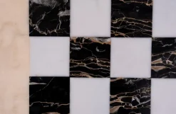 Pamono Marble Chest Board on Brass Stand, 1970s Sale