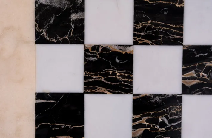 Pamono Marble Chest Board on Brass Stand, 1970s Sale