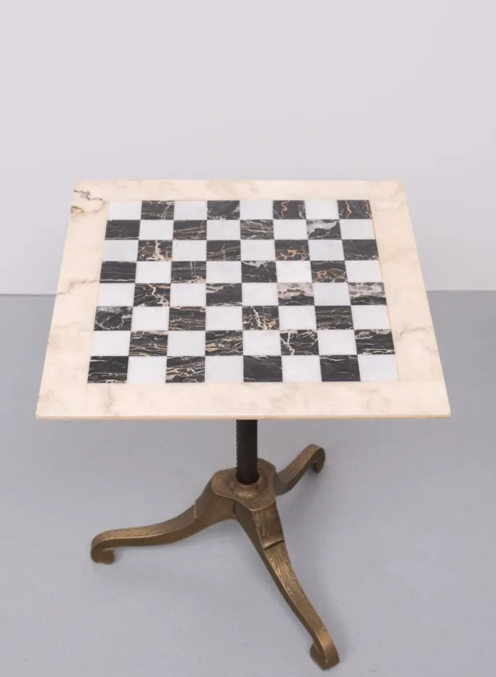 Pamono Marble Chest Board on Brass Stand, 1970s Sale