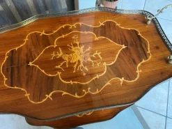 Pamono Marquetry 3-Wheeled Serving Trolley with Trays, 1950s