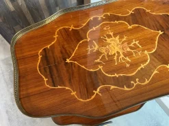 Pamono Marquetry 3-Wheeled Serving Trolley with Trays, 1950s