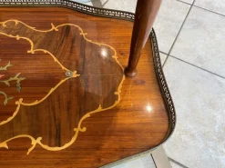 Pamono Marquetry 3-Wheeled Serving Trolley with Trays, 1950s