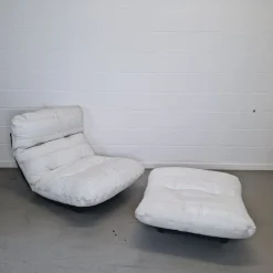 Pamono Marsala Chair with Ottoman by Michel Ducaroy for Ligne Roset, 1970s New