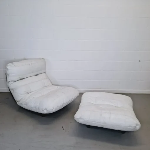 Pamono Marsala Chair with Ottoman by Michel Ducaroy for Ligne Roset, 1970s New