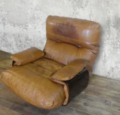 Pamono Marsala Leather Armchair by Michel Ducoy for Ligne Roset, 1970 New