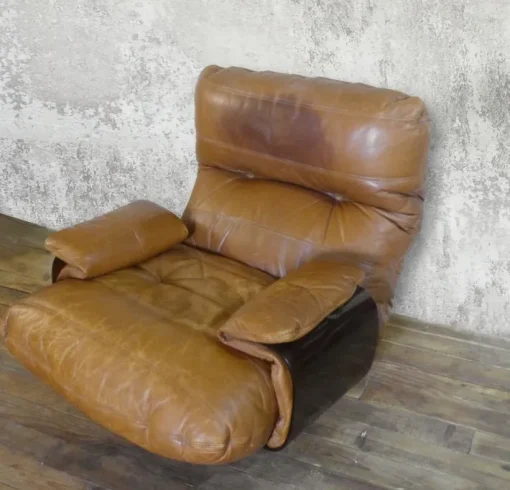 Pamono Marsala Leather Armchair by Michel Ducoy for Ligne Roset, 1970 New