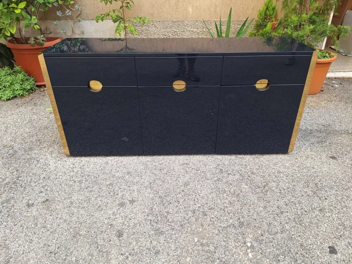 Pamono MB3 Sideboard in Blue Lacquered Wood and Brass by Luigi Caccia Dominioni for Azucena, Italy, 1960s Discount