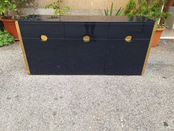 Pamono MB3 Sideboard in Blue Lacquered Wood and Brass by Luigi Caccia Dominioni for Azucena, Italy, 1960s Discount